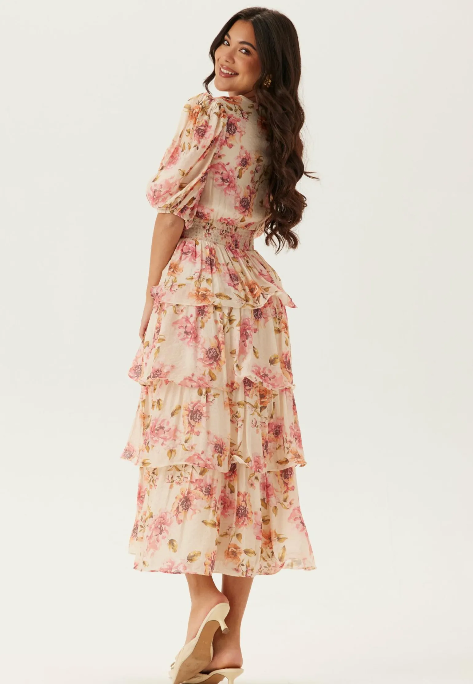 Balloon Sleeve Flounce Ankle Dress