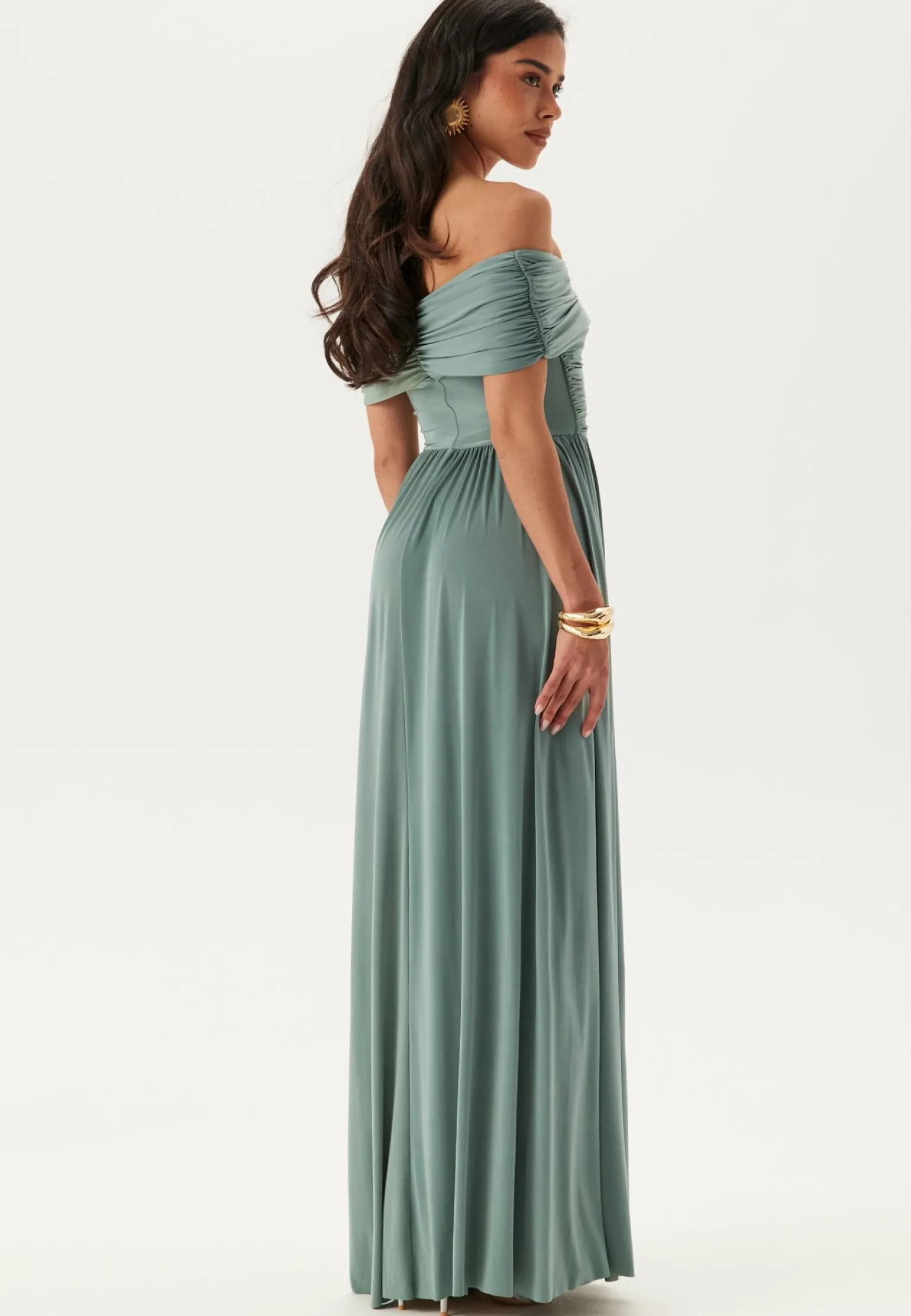 Bardot Rouched Maxi Split Dress