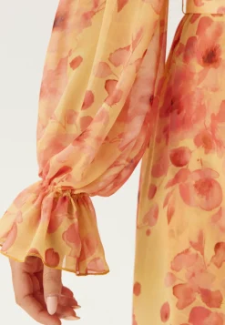 Belted Chiffon Midi Dress