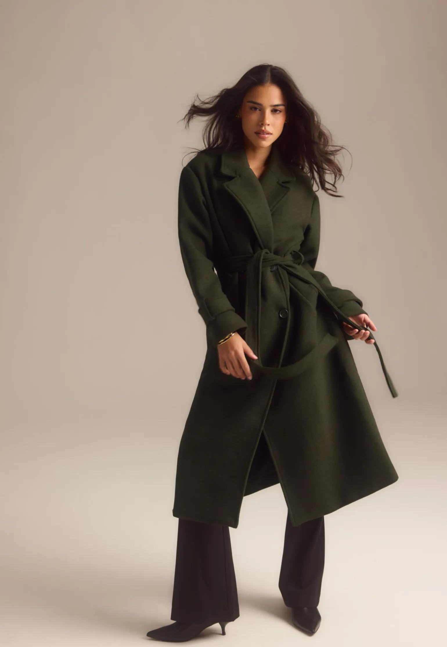 Belted Wool Blend Coat