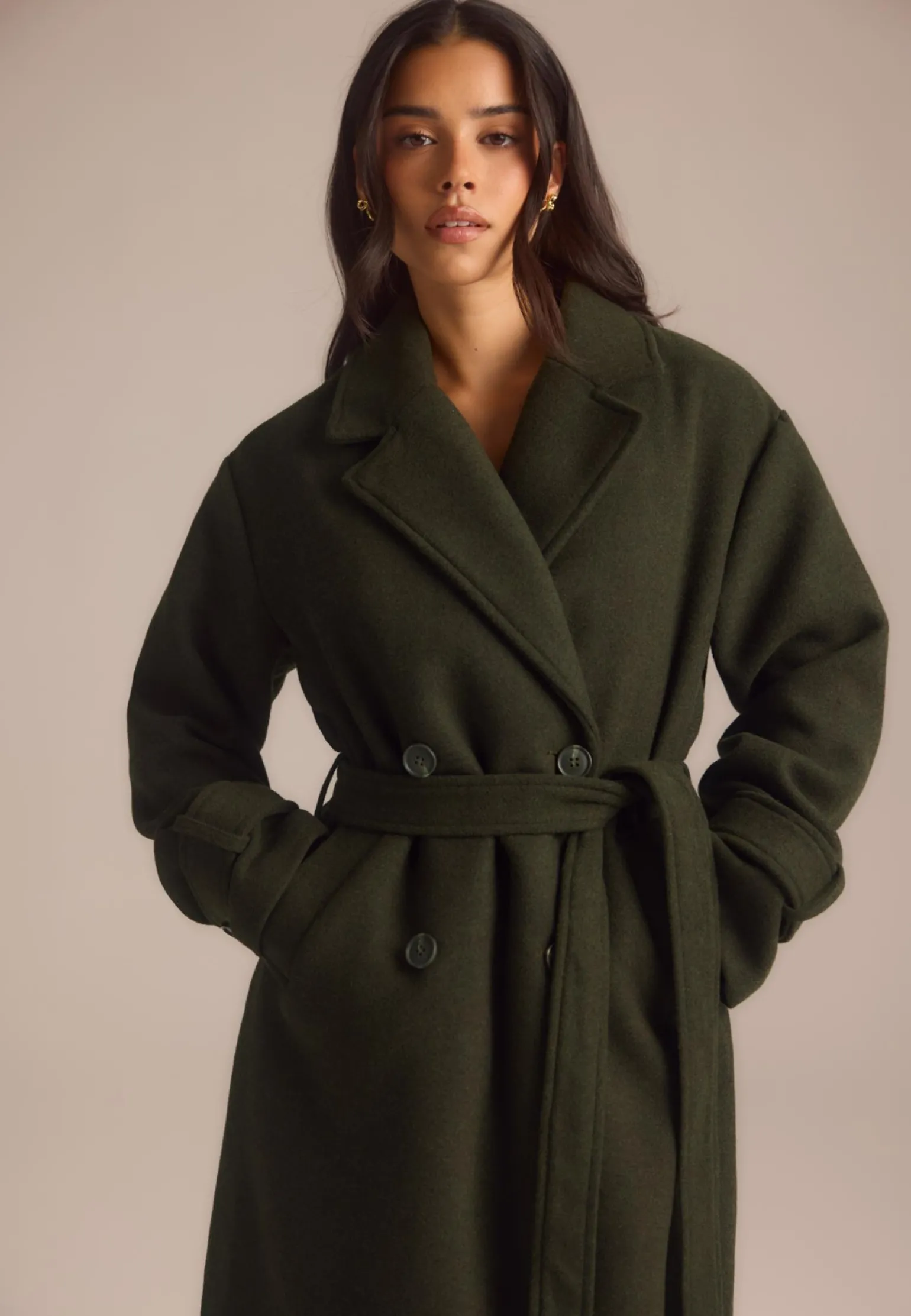 Belted Wool Blend Coat