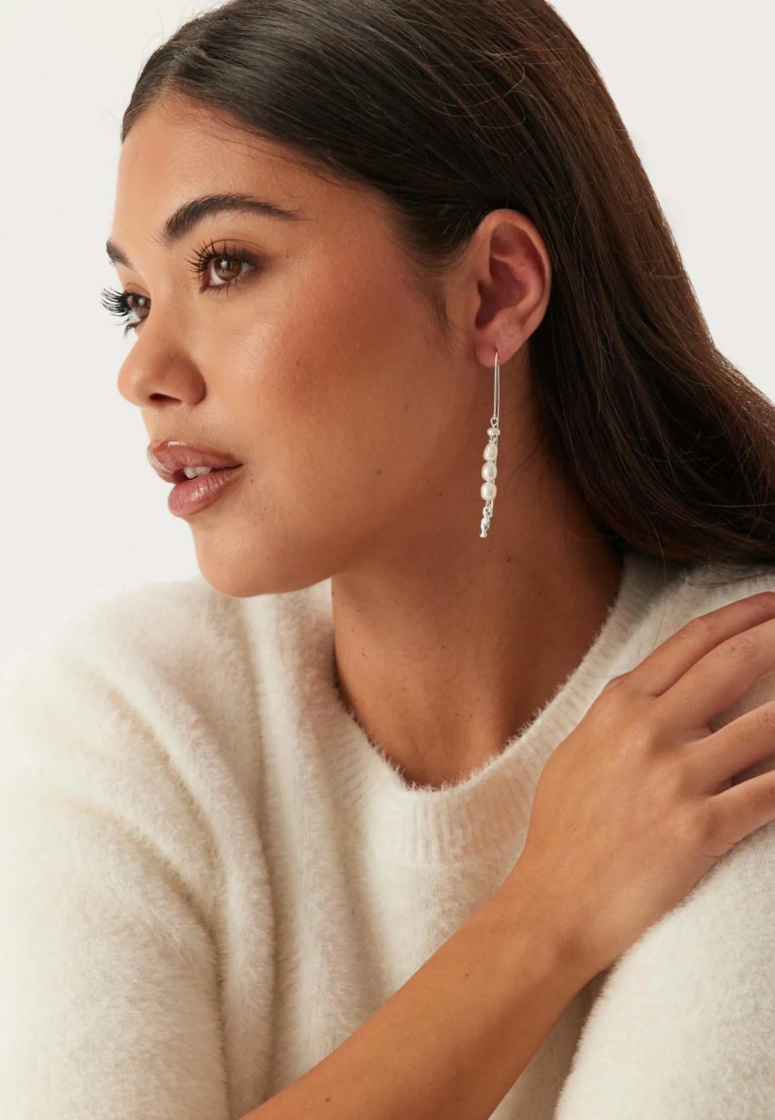 Berthe Pearl Chain Earrings Si
