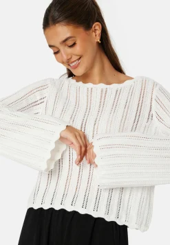 Boat Neck Structure Knitted Sweater