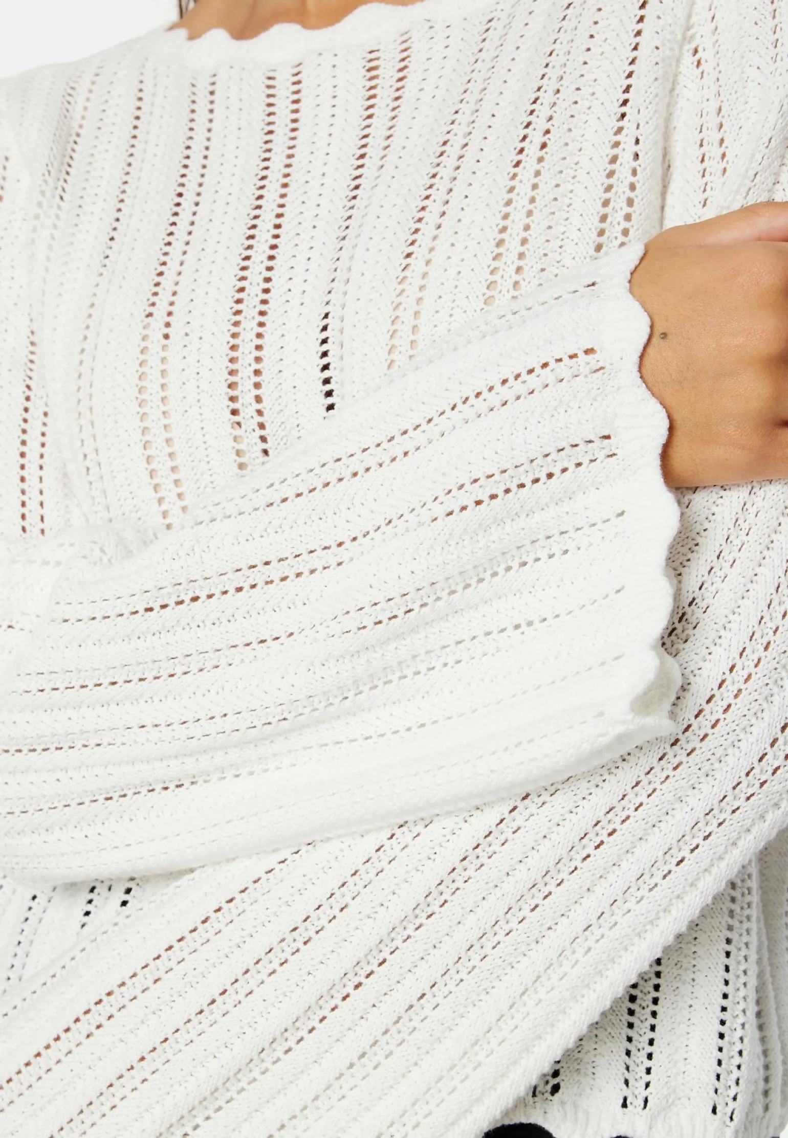 Boat Neck Structure Knitted Sweater
