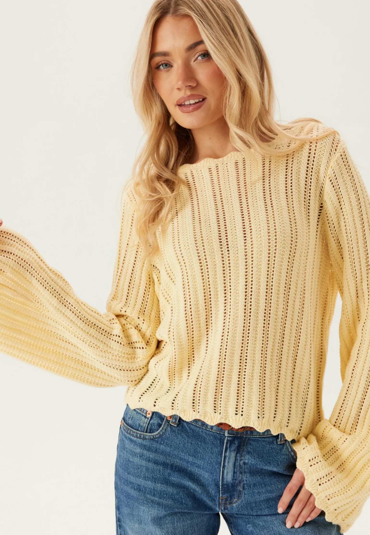 Boat Neck Structure Knitted Sweater
