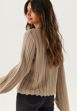 Boat Neck Structure Knitted Sweater