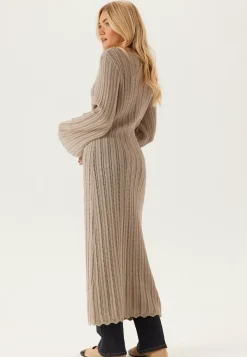 Boat Neck Structure Knitted Dress