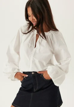 Broderie Anglaise Tie Blouse