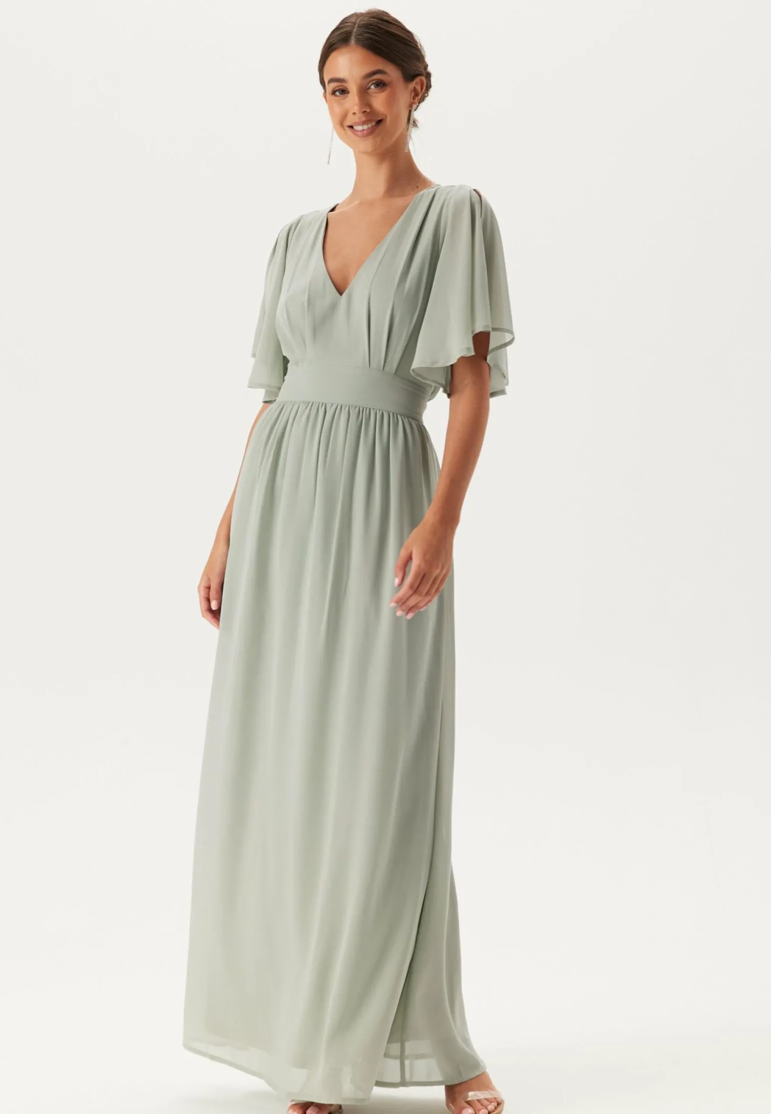 Butterfly Sleeve Chiffon Gown