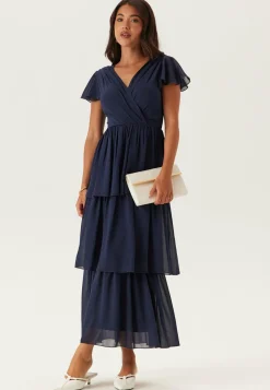 Butterfly Sleeve Flounce Dress