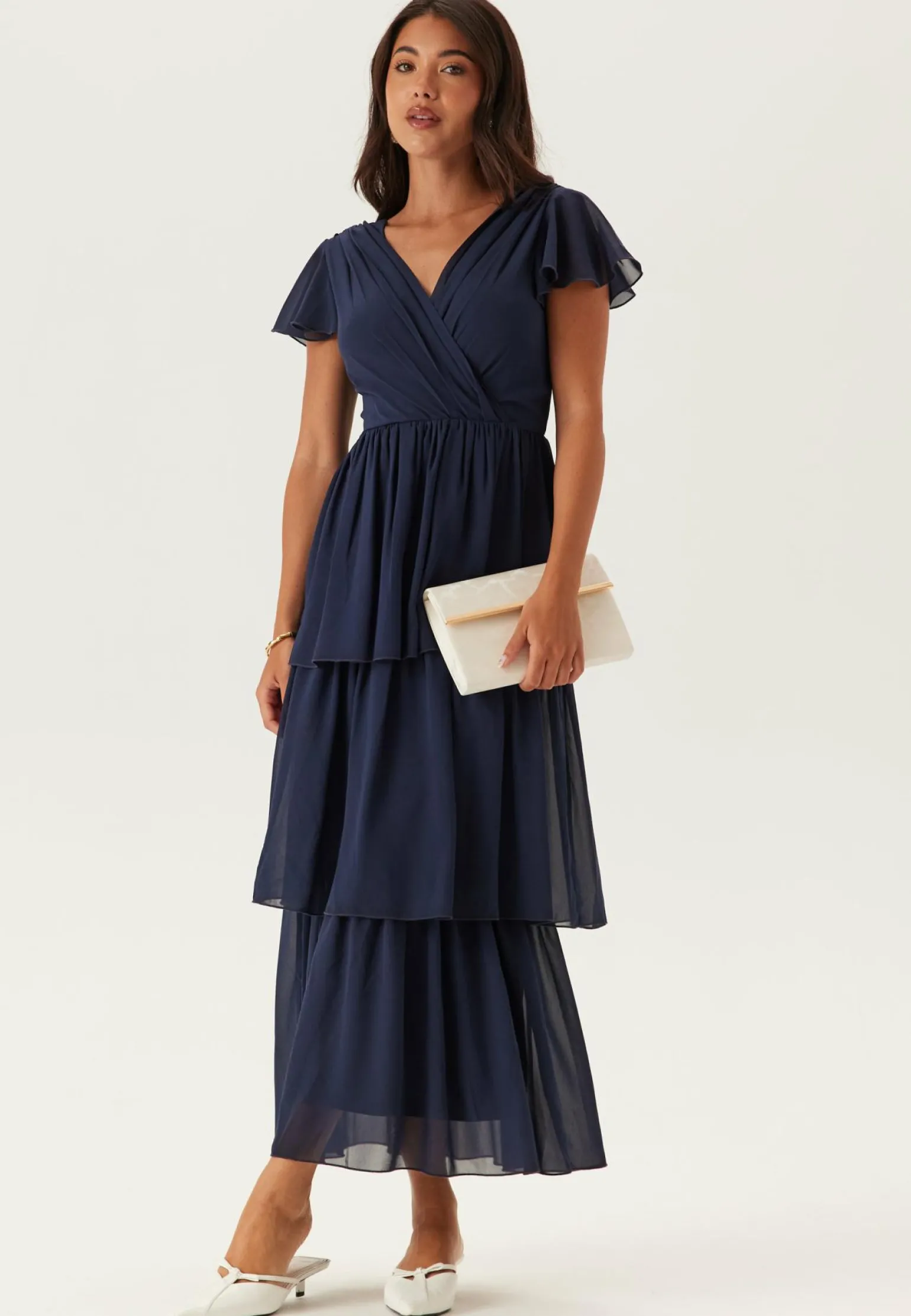 Butterfly Sleeve Flounce Dress