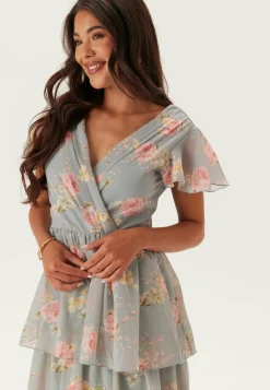 Butterfly Sleeve Flounce Dress