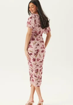 Butterfly Sleeve Mesh Ankle Dress
