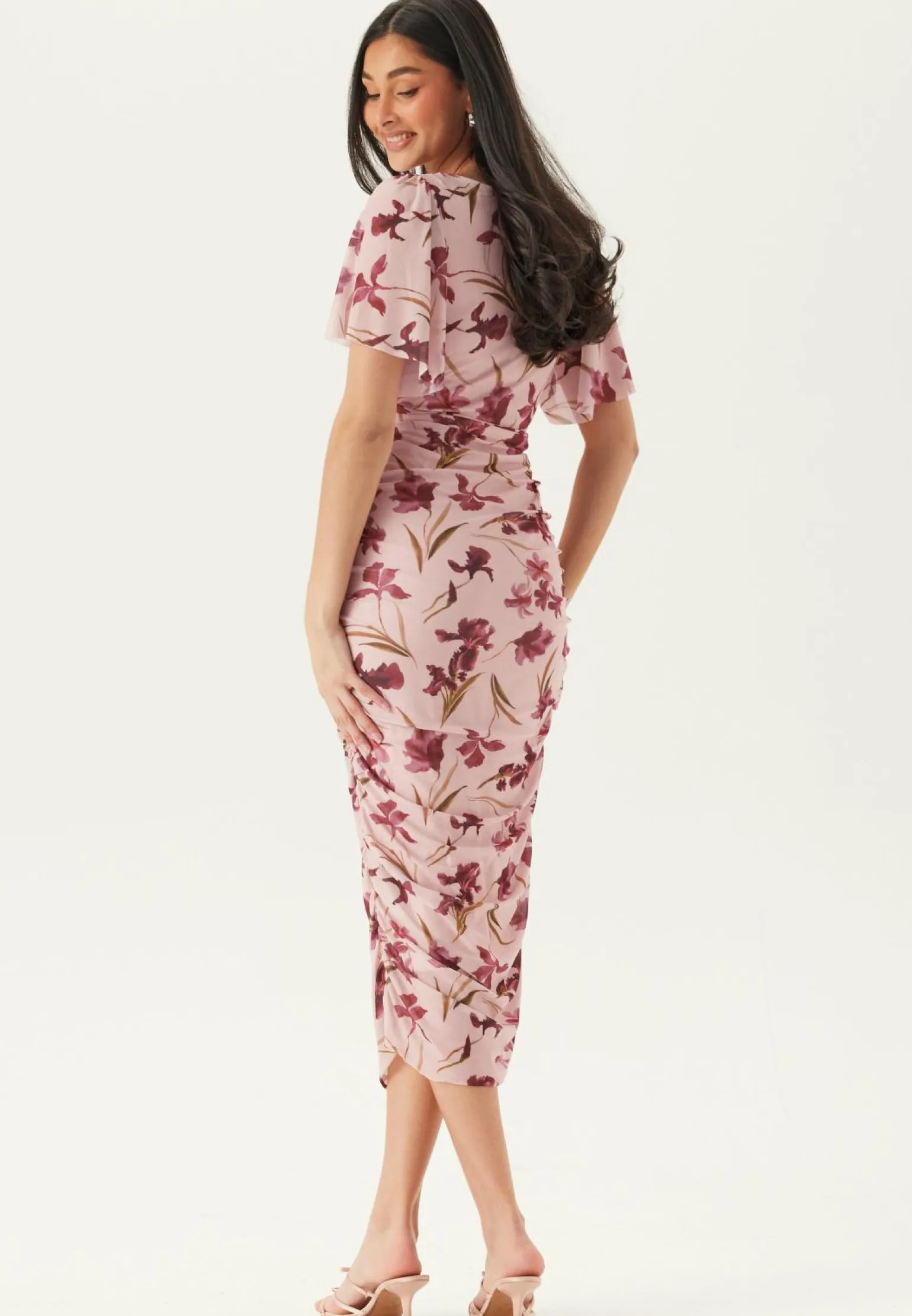 Butterfly Sleeve Mesh Ankle Dress