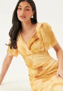 Butterfly Sleeve Mesh Ankle Dress