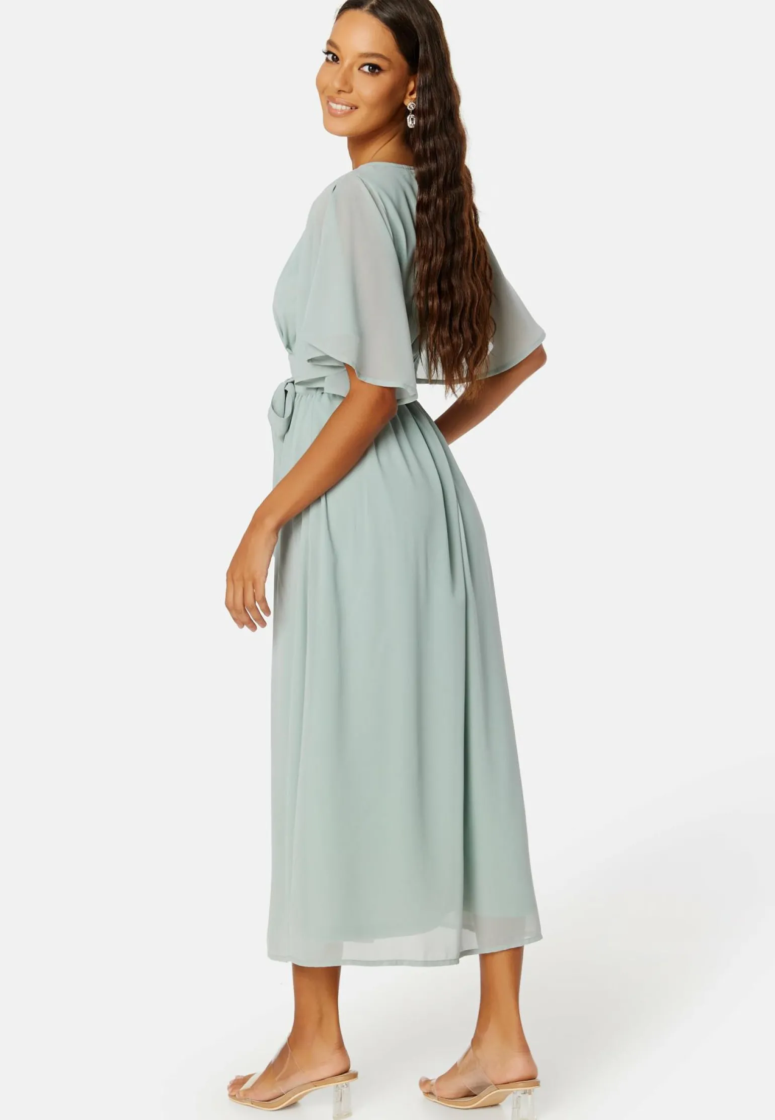 Butterfly Sleeve Midi Dress