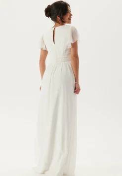 Butterfly Sleeve Pleated Wedding Gown