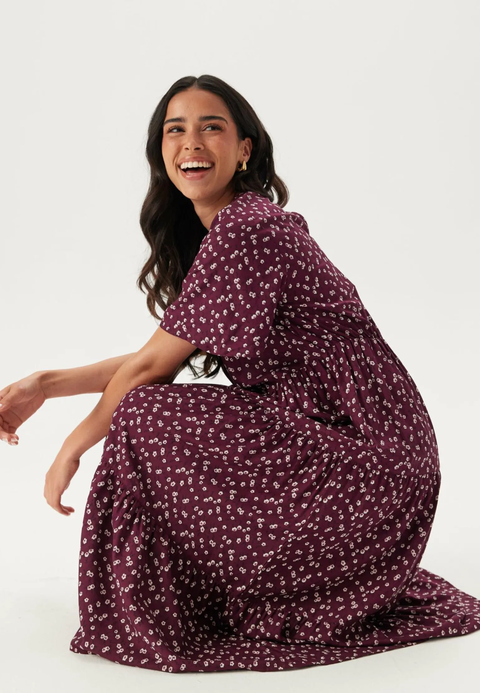 Butterfly Sleeve Viscose Midi Dress