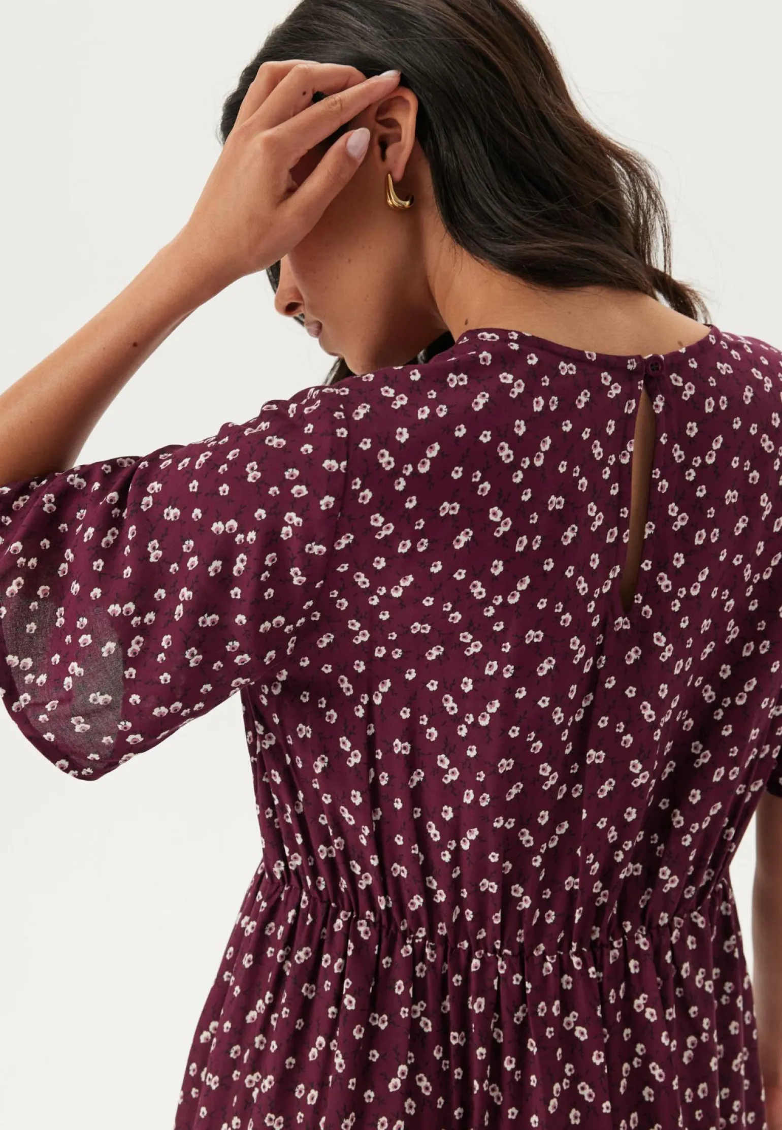 Butterfly Sleeve Viscose Midi Dress