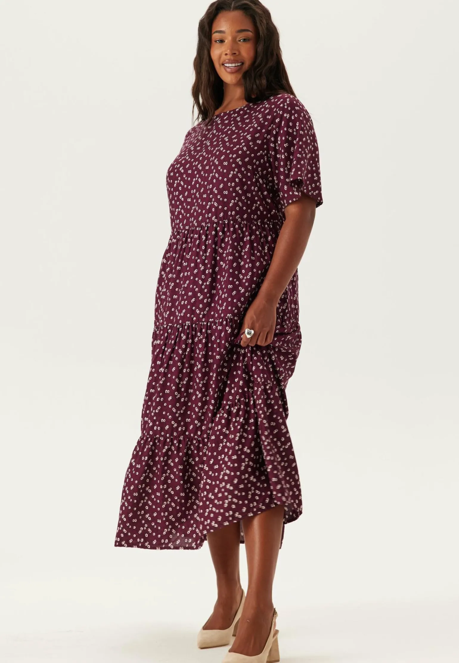 Butterfly Sleeve Viscose Midi Dress