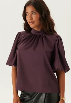 Chimney Collar Puff Sleeve Blouse