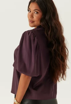 Chimney Collar Puff Sleeve Blouse