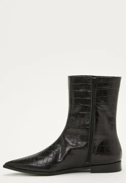 Croco Leather Ankle Boot