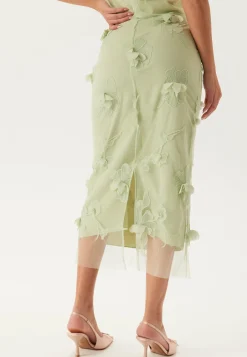 3D Floral Straight Ankle Skirt