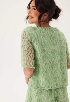 3D Flower Short Sleeve Blouse