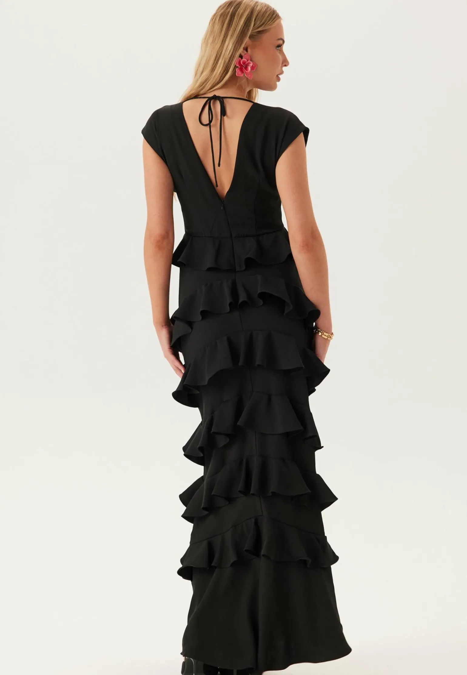 Deep V-Neck Flounce Gown