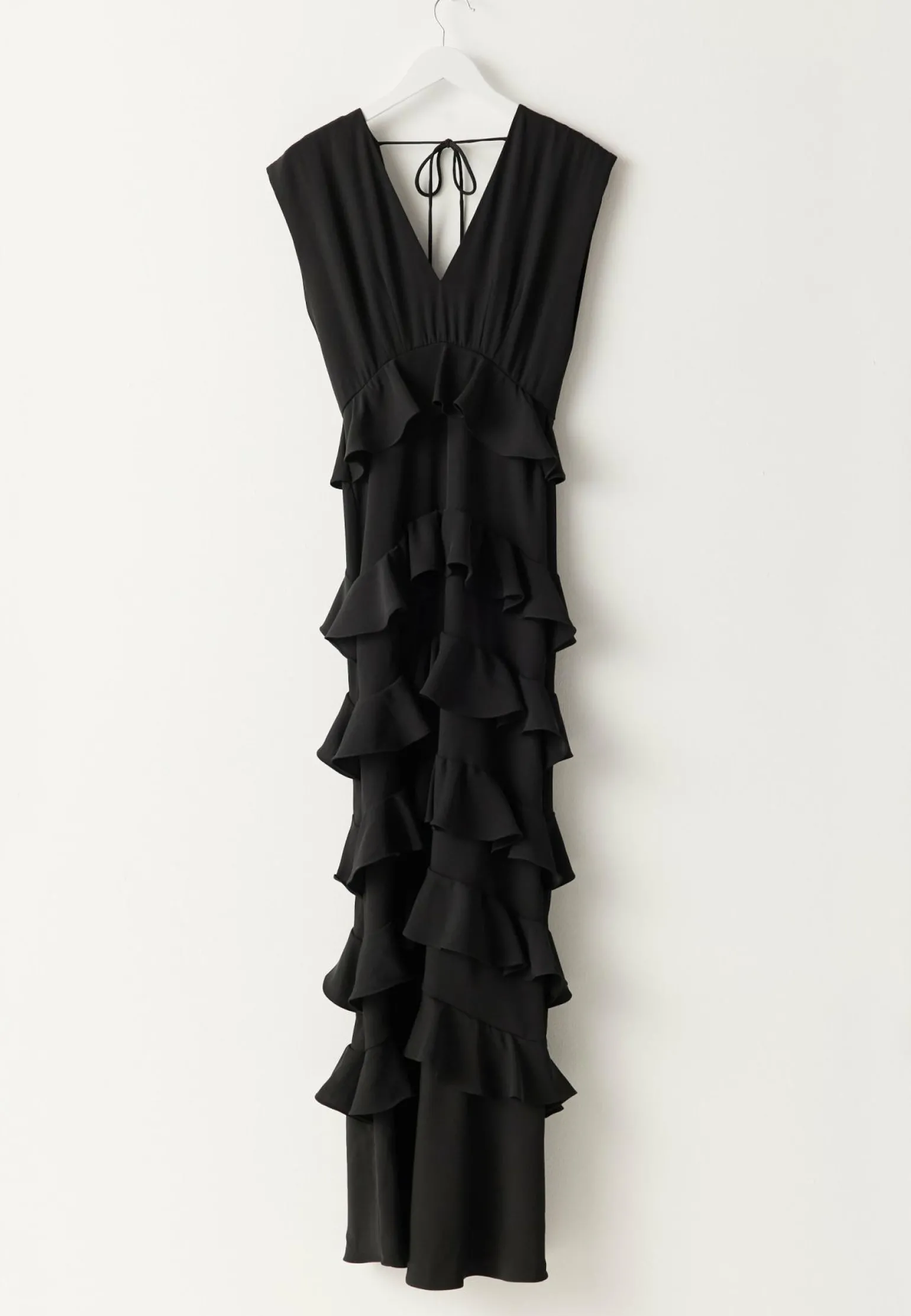 Deep V-Neck Flounce Gown