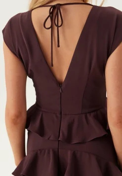 Deep V-Neck Flounce Gown