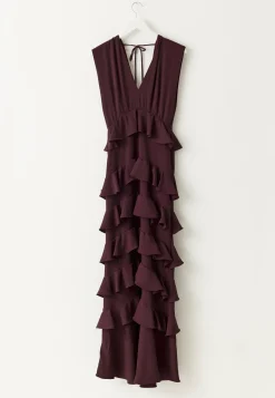 Deep V-Neck Flounce Gown