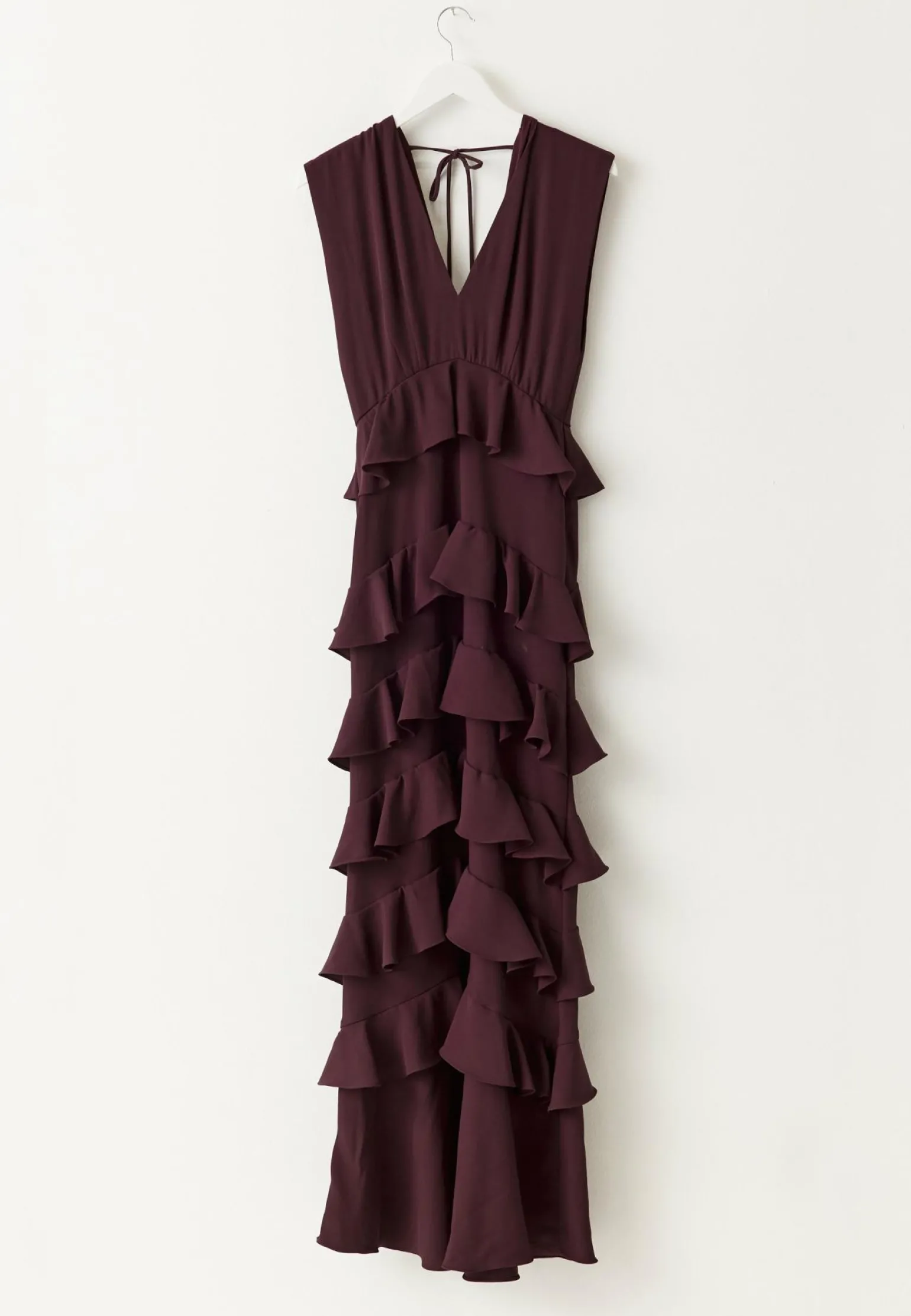 Deep V-Neck Flounce Gown