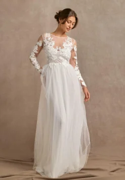 Floral Embroidered Tulle Wedding Gown