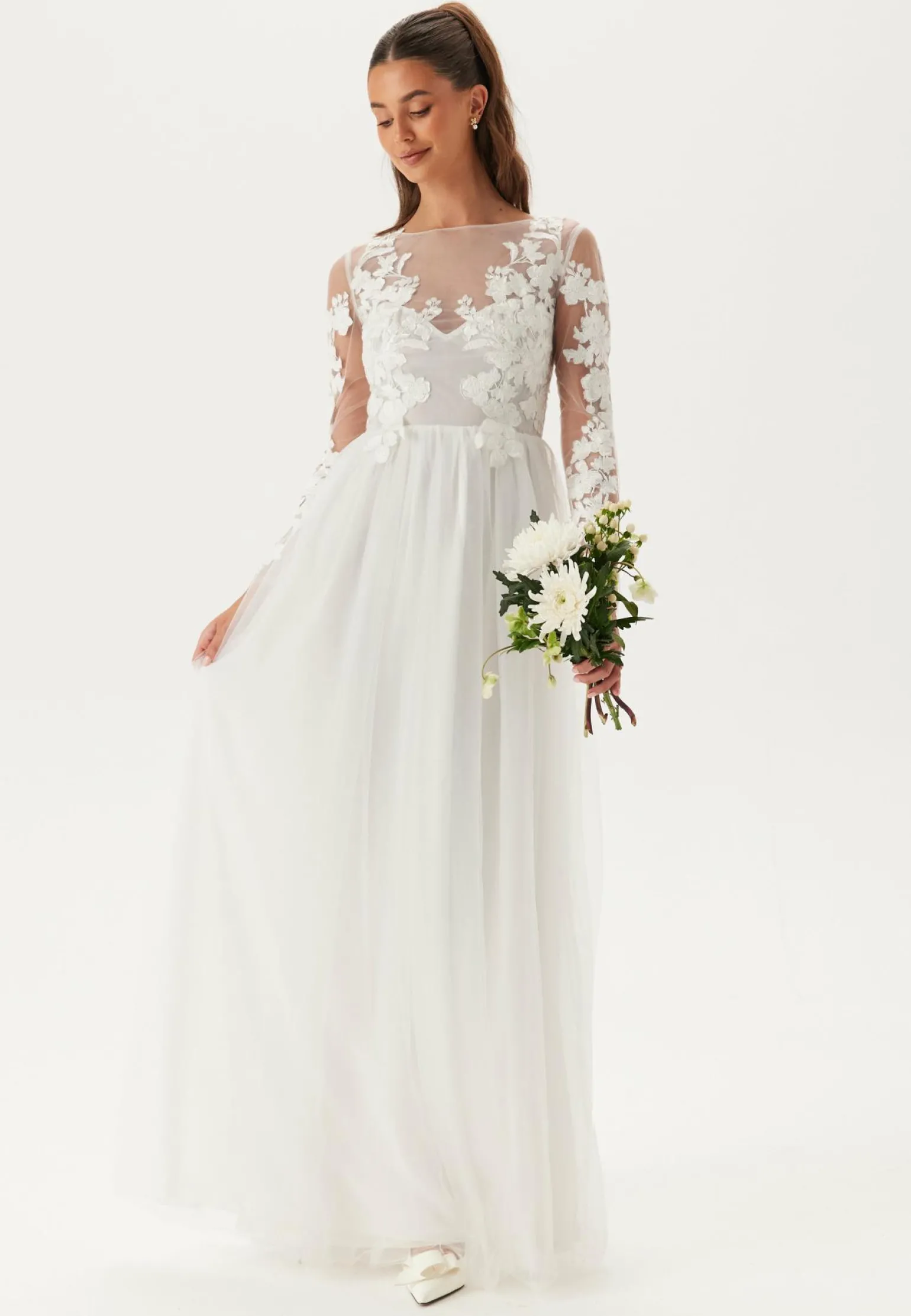 Floral Embroidered Tulle Wedding Gown
