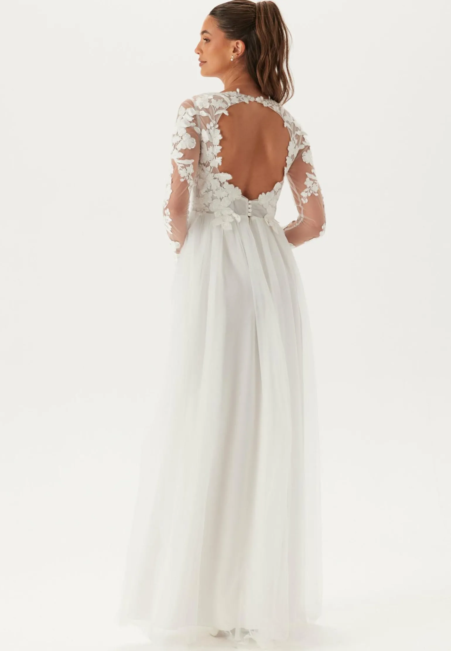 Floral Embroidered Tulle Wedding Gown
