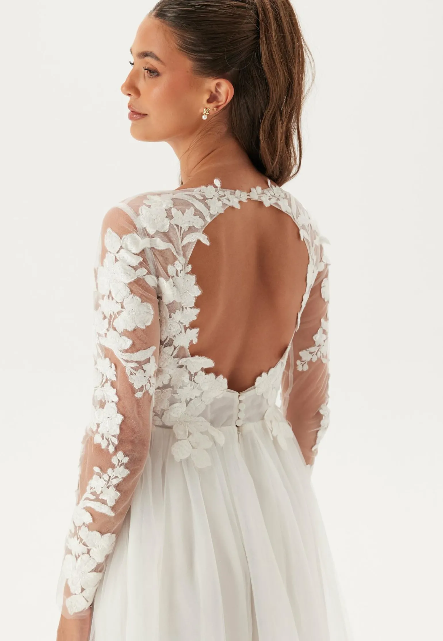 Floral Embroidered Tulle Wedding Gown