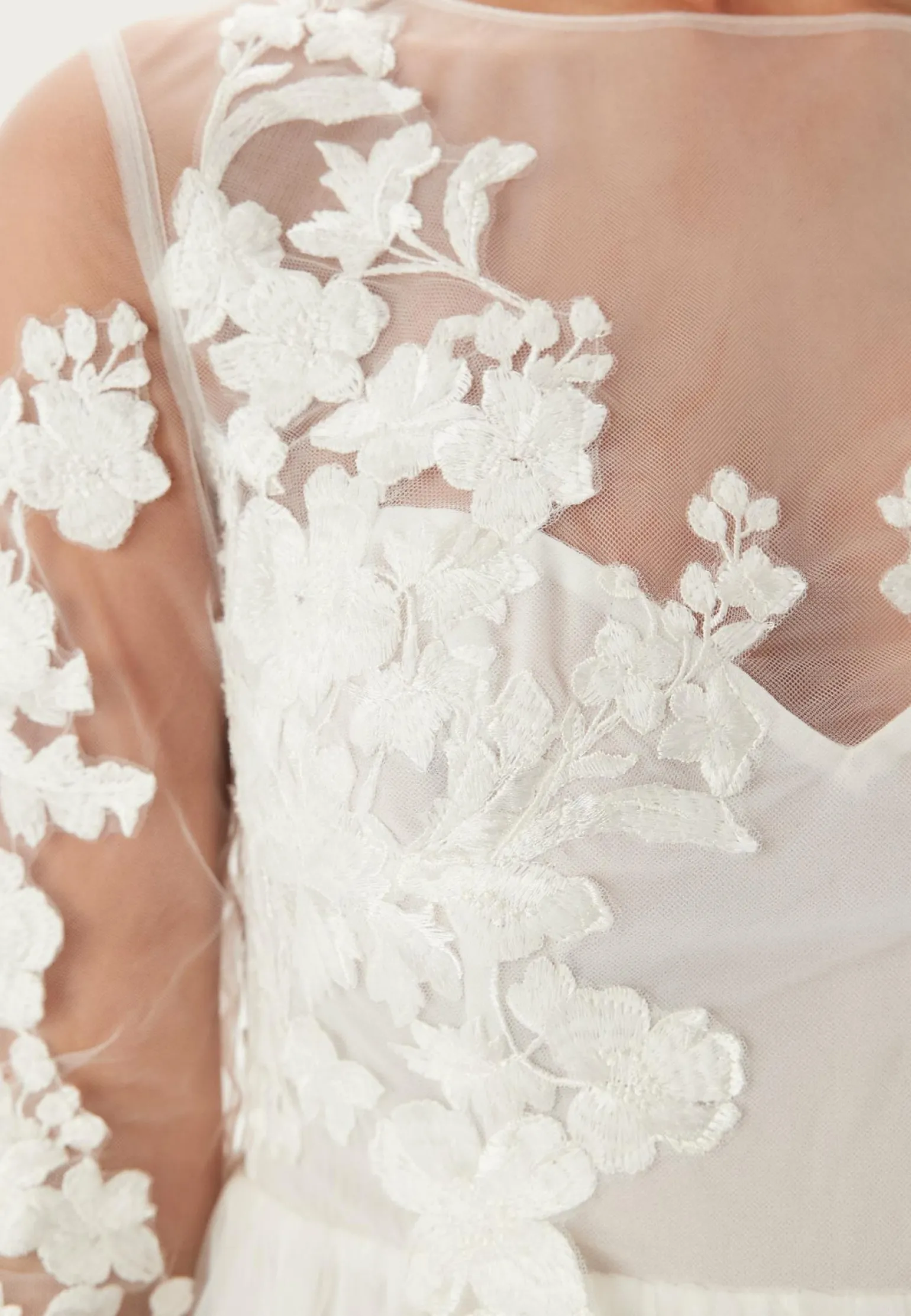 Floral Embroidered Tulle Wedding Gown