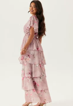 Floral Flutter Tiered Maxi Dress
