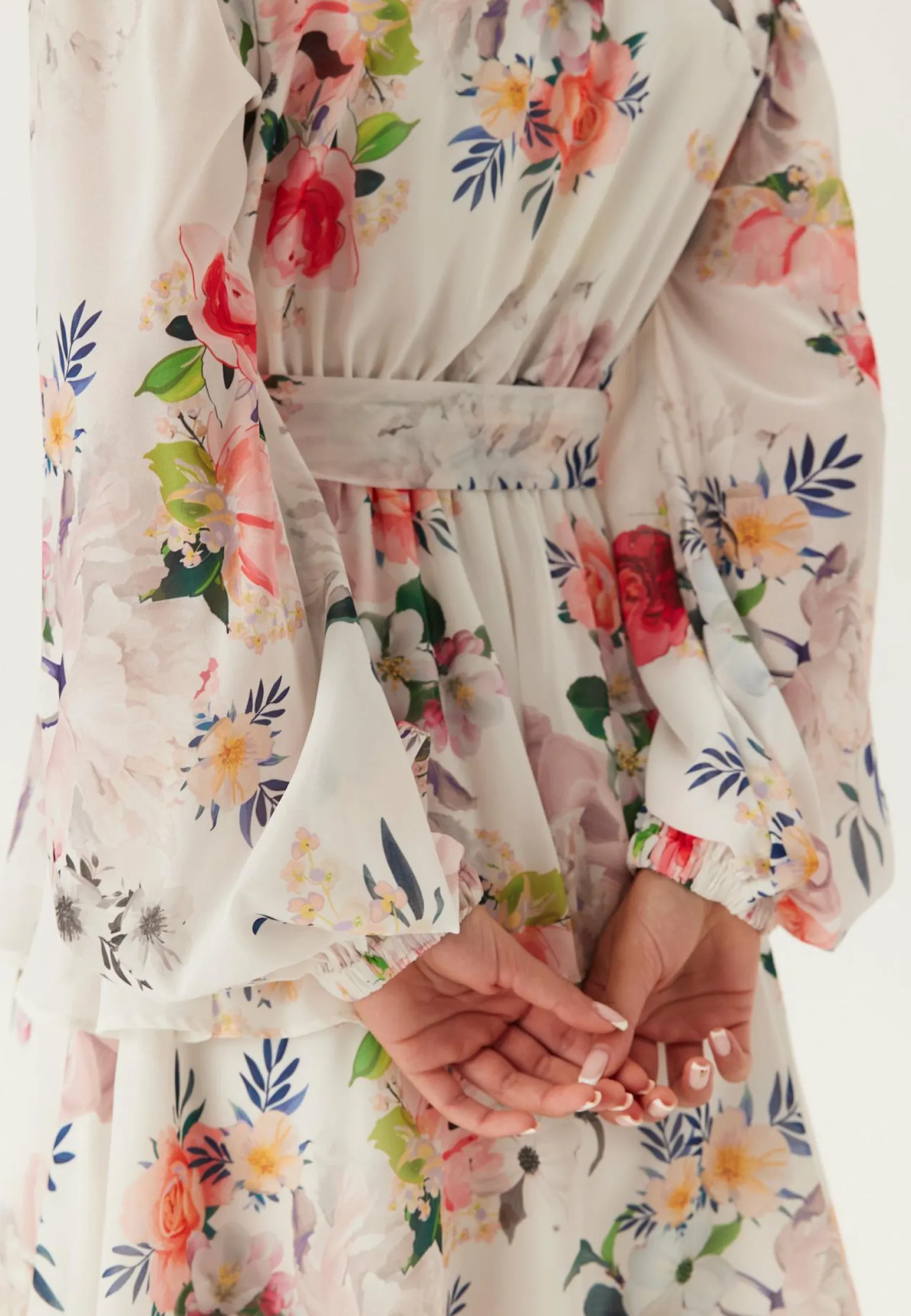 Floral Long Sleeve Tiered Skater Dress