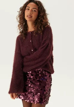 Fluffy Knitted Pearl Cardigan