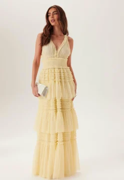 Frill Dotted Tulle Gown