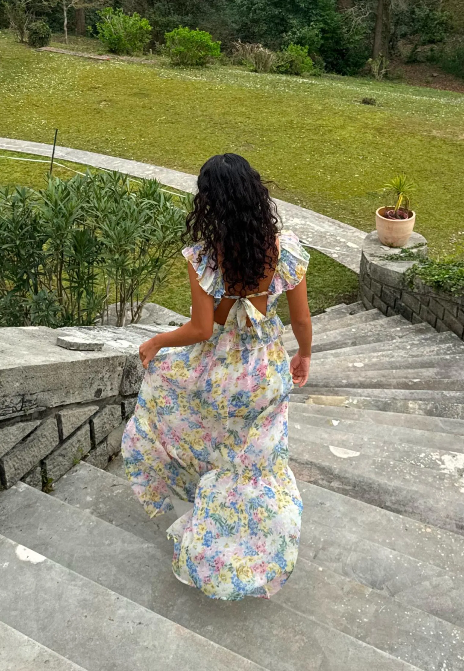 Frill Tie Back Maxi Dress