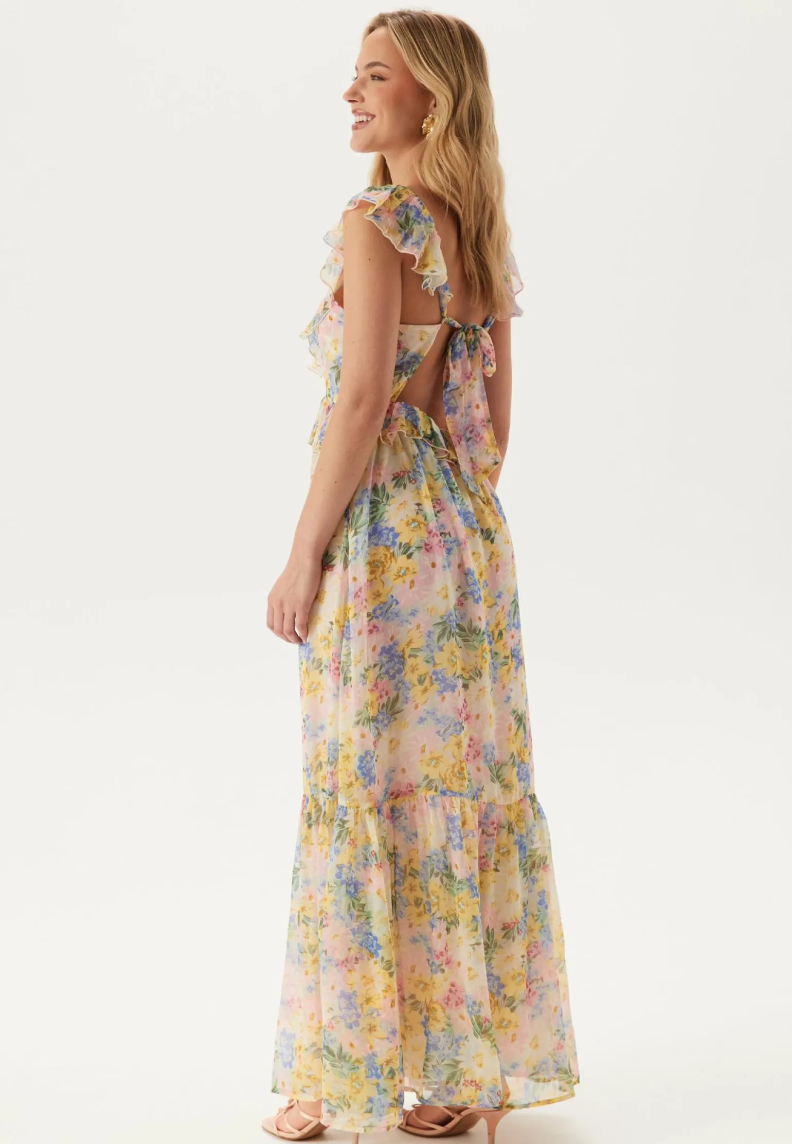 Frill Tie Back Maxi Dress