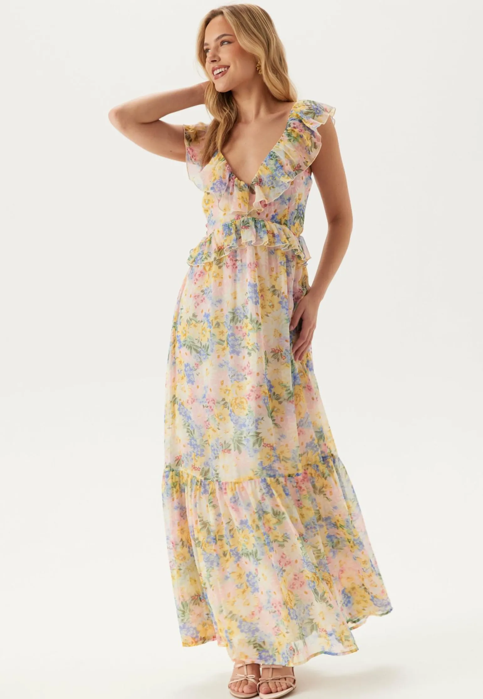 Frill Tie Back Maxi Dress