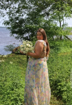 Frill Tie Back Maxi Dress