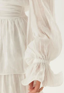 Frilled Balloon Sleeve Short Flounce Dress