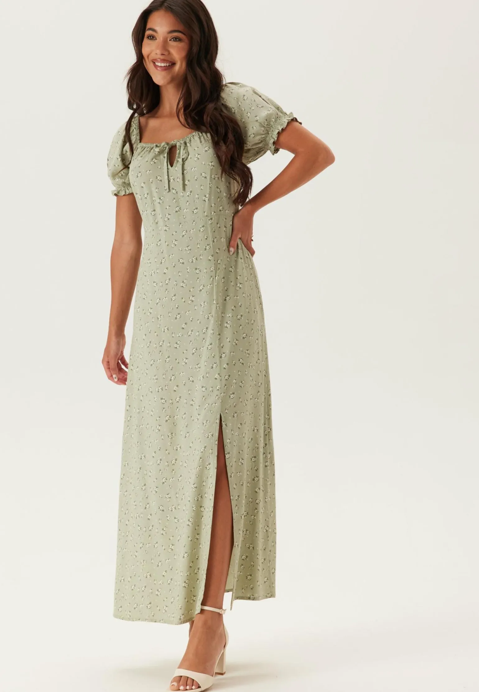 Front Tie Long Viscose Dress