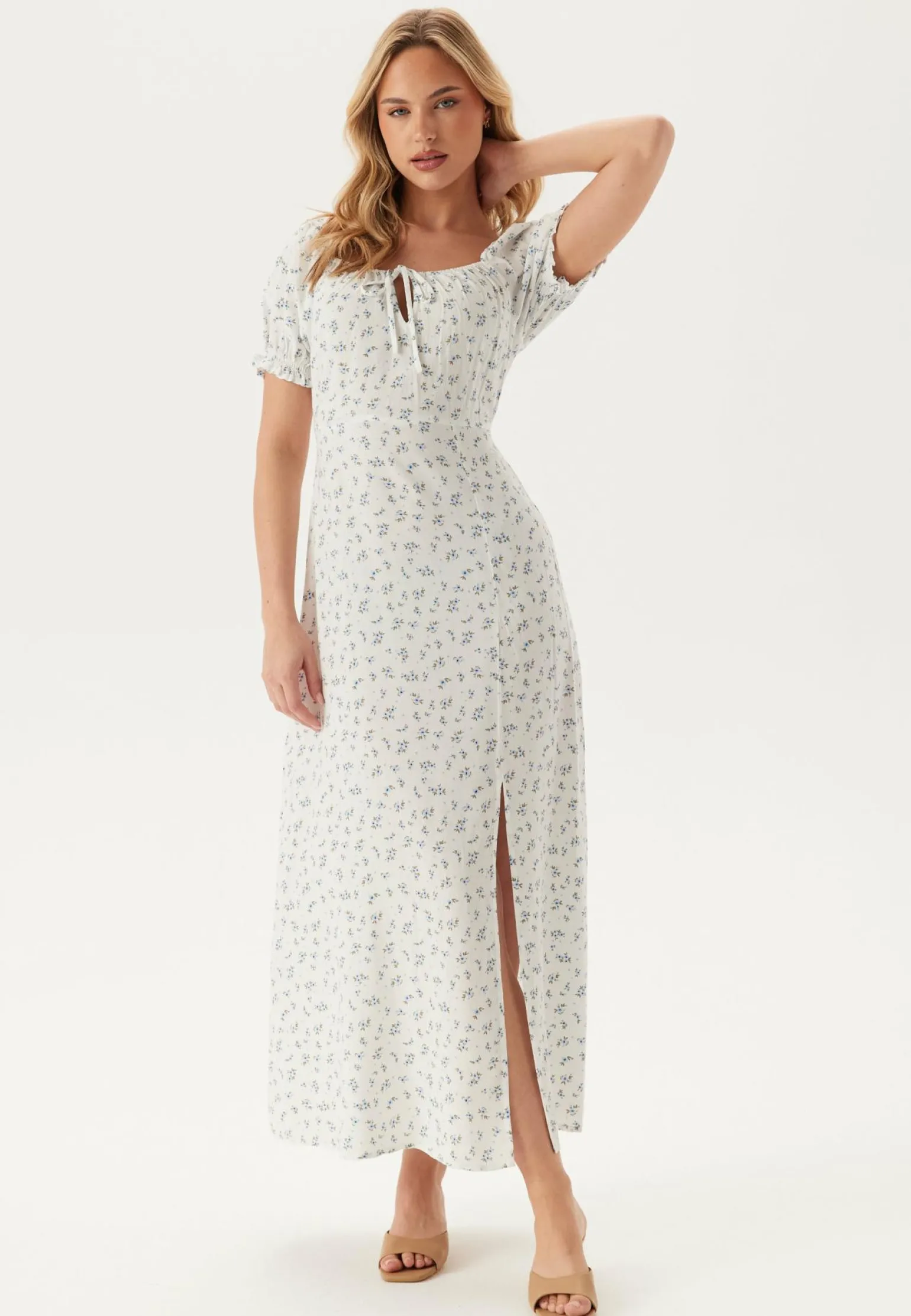 Front Tie Long Viscose Dress